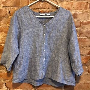 Sigrid Olsen 3/4 Sleeve 100% Linen Top